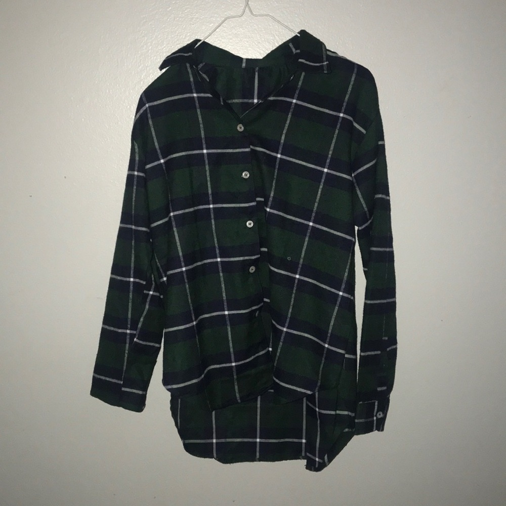 Green with blue and white flannel